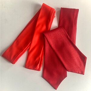 Red and Black Pinstripe Tie w/Orange Belt